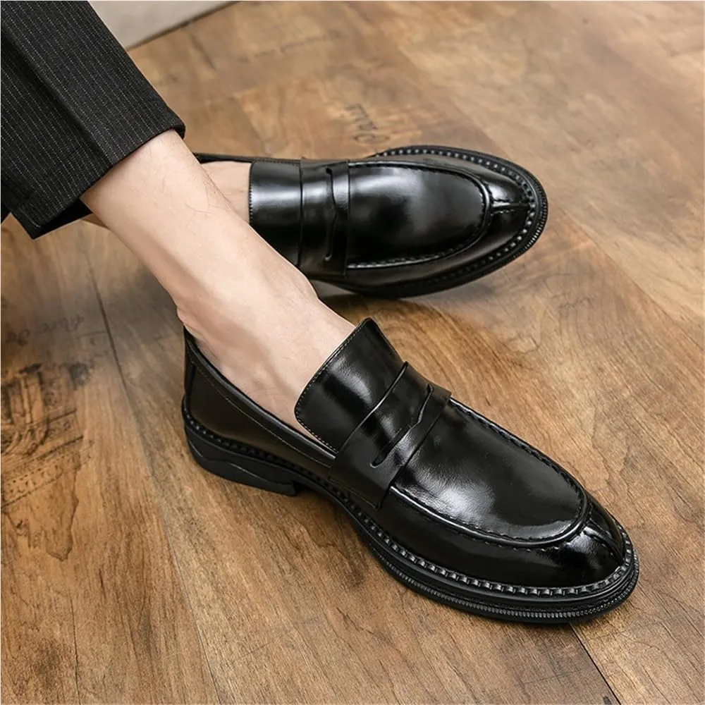Mens Loafers Shoe Simple Slip On Vegan Leather Resistant Anti-Slip Comfortable