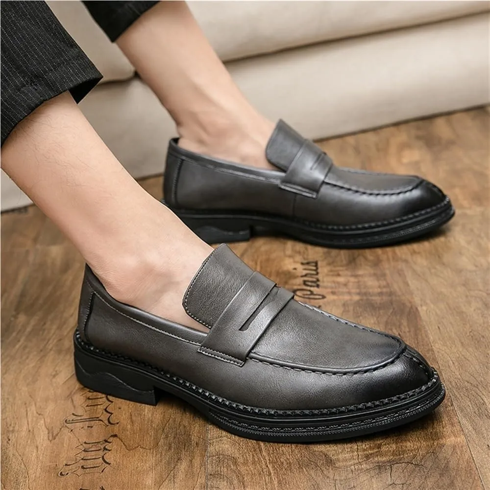 Mens Loafers Shoe Simple Slip On Vegan Leather Resistant Anti-Slip Comfortable