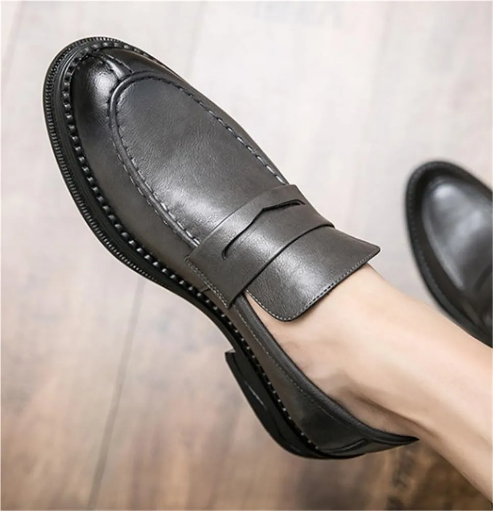 Mens Loafers Shoe Simple Slip On Vegan Leather Resistant Anti-Slip Comfortable