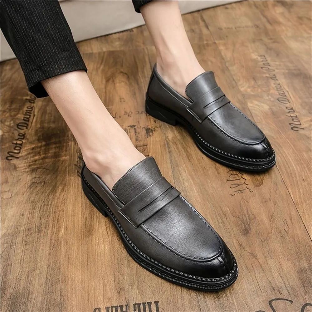 Mens Loafers Shoe Simple Slip On Vegan Leather Resistant Anti-Slip Comfortable