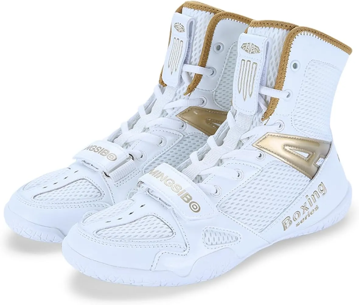 Men's Pro Boxing Shoes Breathable Wrestling Shoes Lightweight Training Shoe for Adult & Youth Men Women High Top Fitness Sneakers Non Slip Rubber Boots Deep Squat Combat Shoes