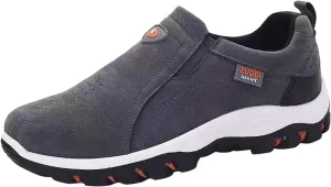 Men's Slip On Hands Free Waterproof Work Loafers Leather Walking Hiking Slip-on Casual Breathable Comfortable Outdoor Business Suede Cushioning Shoes
