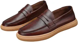 Men's Slip-on Shoe Classic Lightweight Sneaker Real Cowhide Leather Casual Shoes