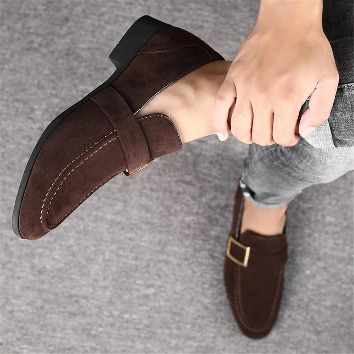 Men's Suede Penny Loafers Slip On Soft Leather Dress Tuxedo Shoes Casual Lightweight Moccasins Driving Boat Shoes