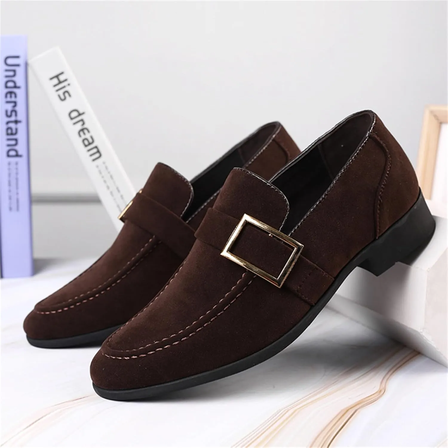 Men's Suede Penny Loafers Slip On Soft Leather Dress Tuxedo Shoes Casual Lightweight Moccasins Driving Boat Shoes