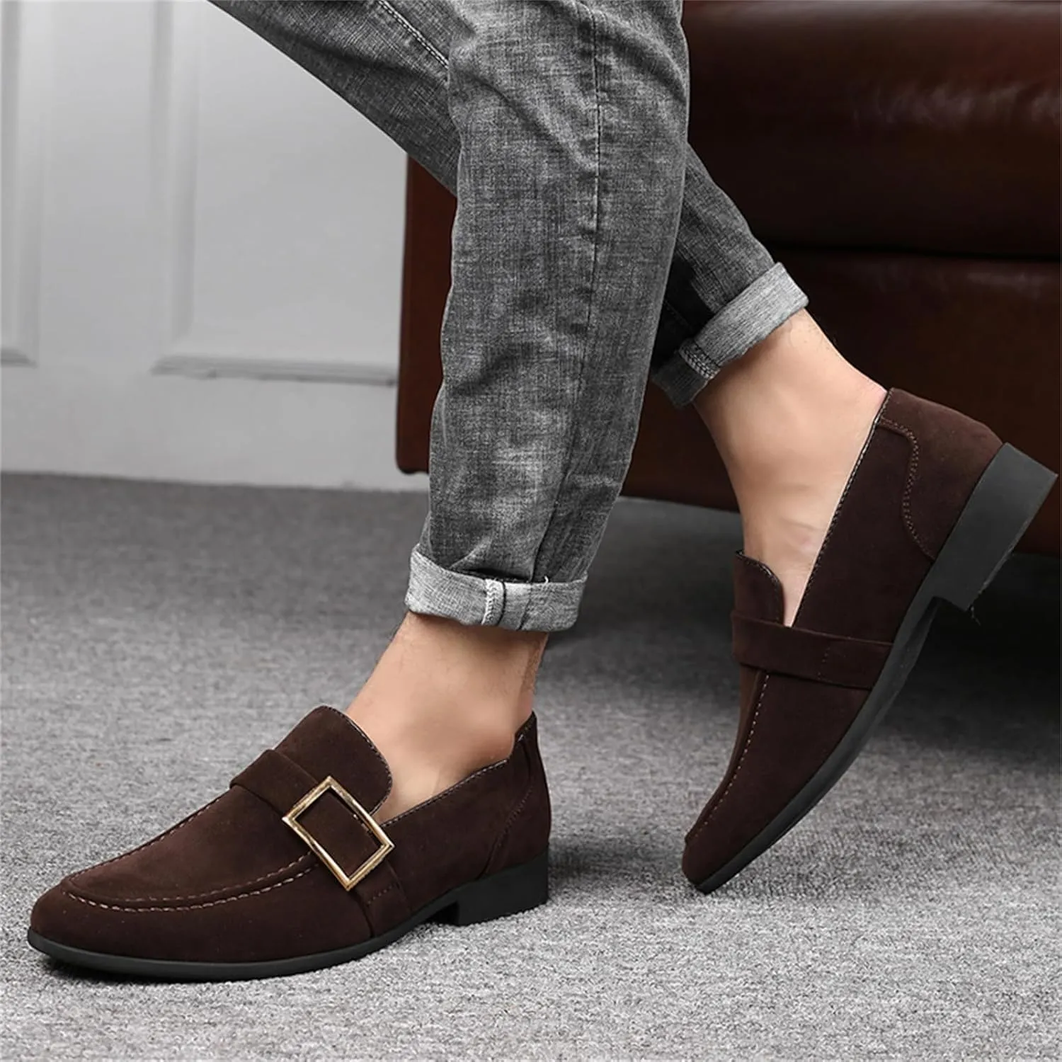 Men's Suede Penny Loafers Slip On Soft Leather Dress Tuxedo Shoes Casual Lightweight Moccasins Driving Boat Shoes