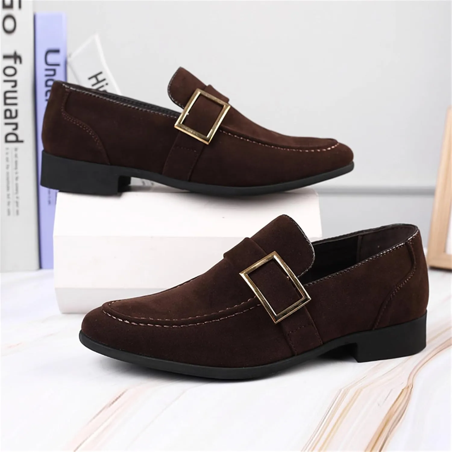 Men's Suede Penny Loafers Slip On Soft Leather Dress Tuxedo Shoes Casual Lightweight Moccasins Driving Boat Shoes