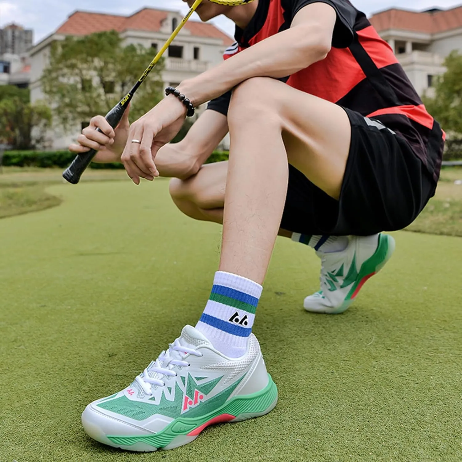 Men's Tennis Shoes Non-Slip Lightweight Squash Racket Sports Sneakers Comfort Indoor/Outdoor Court Training Shoe