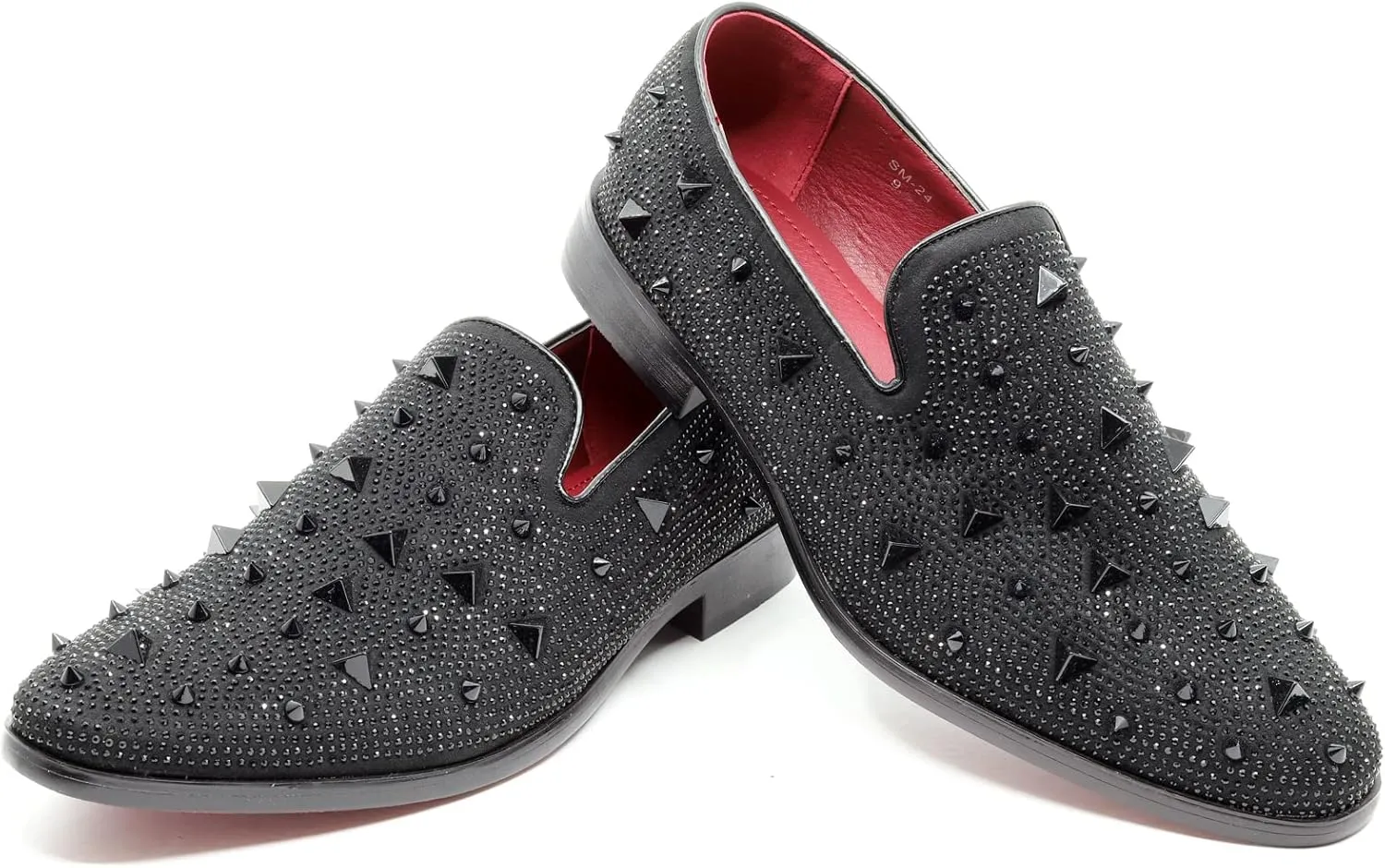 Men's Vintage Spike Rhinestone Designer Classic Smoking Dress Tuxedo Loafers Slip On Shoes SM-24