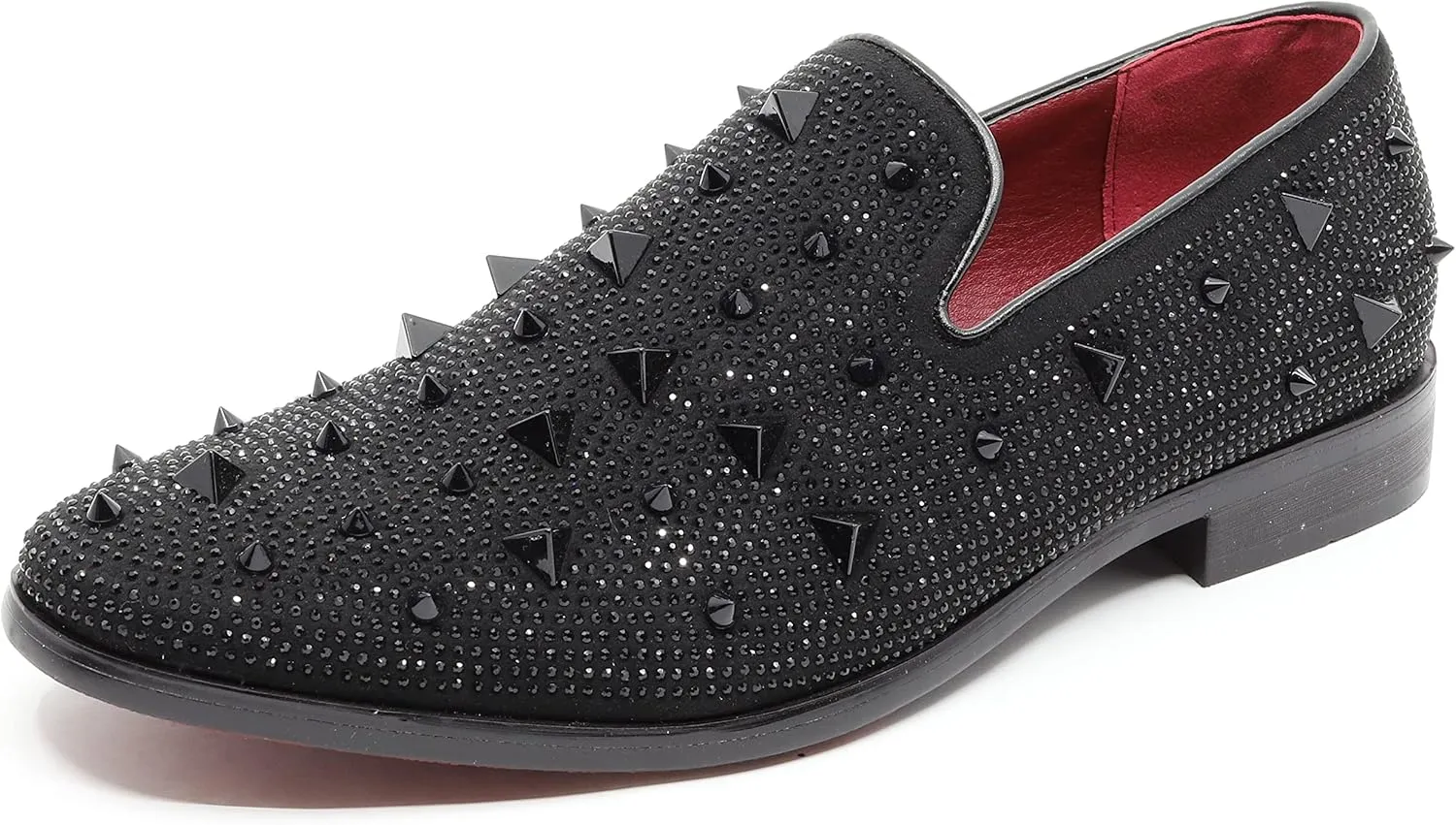 Men's Vintage Spike Rhinestone Designer Classic Smoking Dress Tuxedo Loafers Slip On Shoes SM-24