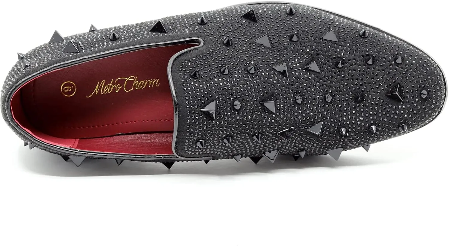 Men's Vintage Spike Rhinestone Designer Classic Smoking Dress Tuxedo Loafers Slip On Shoes SM-24