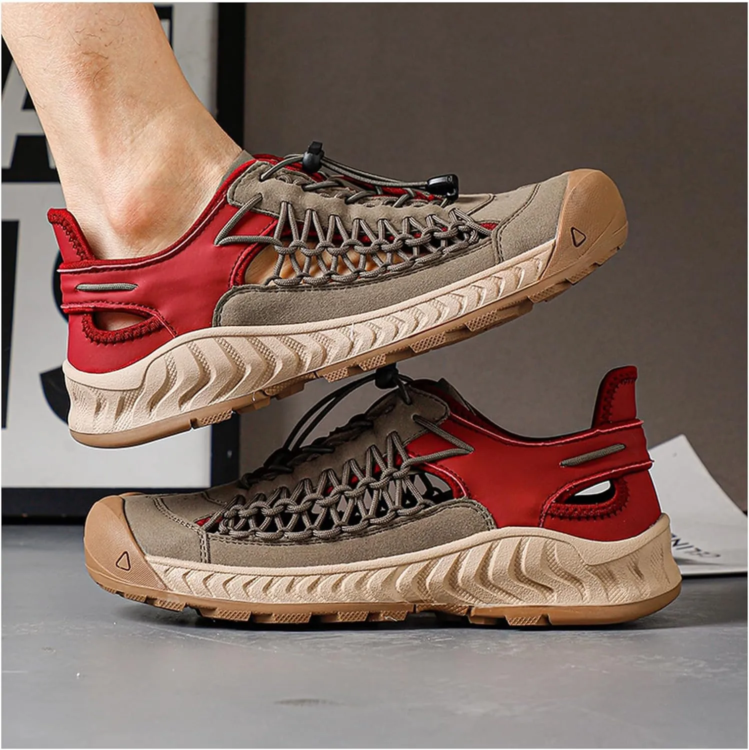 Men's Water Trail Sandals - Closed Toe Hiking Shoes w, Anti-Slip Grip, Quick-Dry Mesh for Beach, River Adventures, All-Day Cushioned Comfort