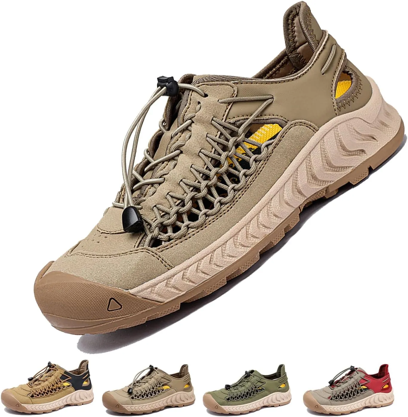 Men's Water Trail Sandals - Closed Toe Hiking Shoes w, Anti-Slip Grip, Quick-Dry Mesh for Beach, River Adventures, All-Day Cushioned Comfort