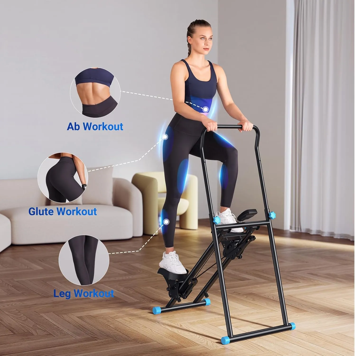 MERACH Stair Stepper for Home Gym Exercise, New Version Vertical Climber Machine for Full-Body Workout, Compact Folding Cardio Exercise Climber with Extended Step Range, Adjustable Handlebar & Pedals