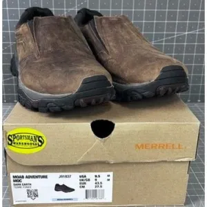 Merrell Men's Moab Adventure Moc Slip-On Shoes Dark Earth Size 9M Leather NEW