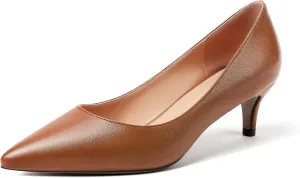 Mettesally Women's Kitten Heel Pumps Pointed Toe Mid Heels Slip On Low Stiletto Heel Party Office Dress Shoes