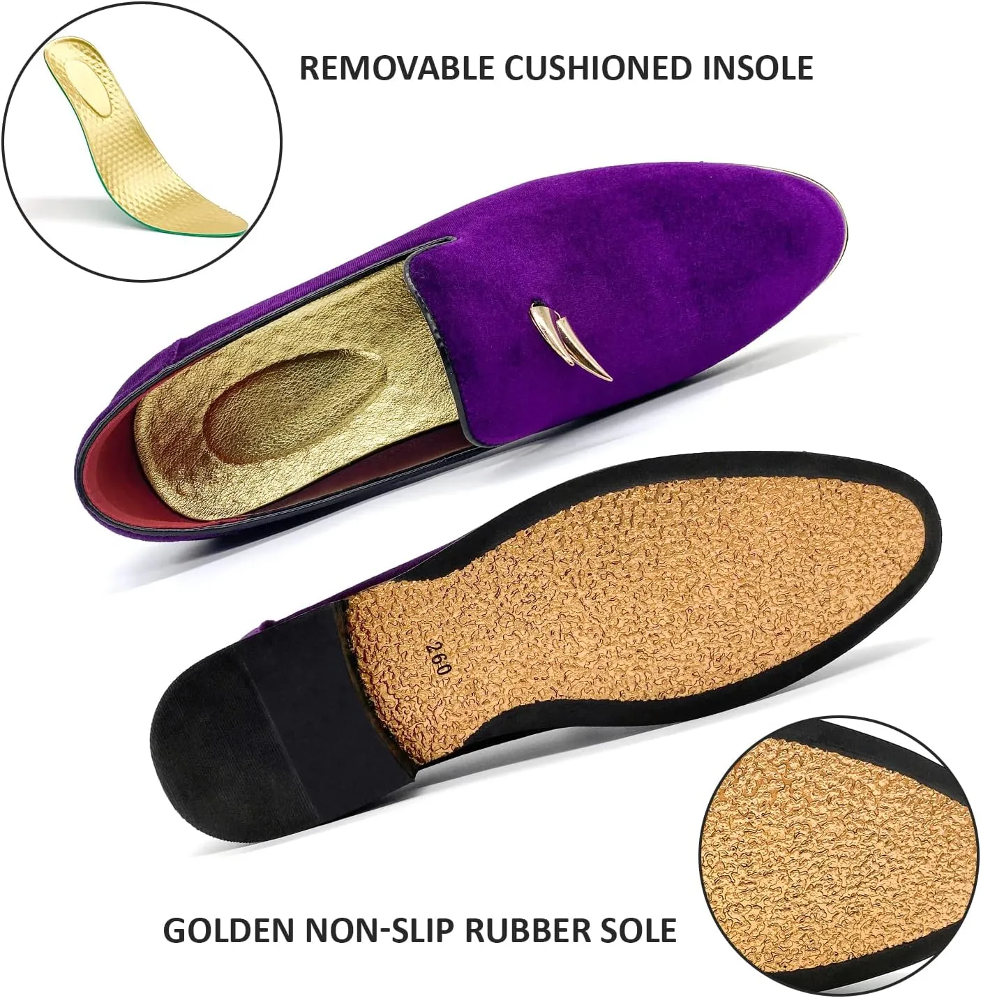 MHB Men's Multiple Colors Velvet Loafer Slip-on Tuxedo Dress Shoes Glitter Suede Smoking Slipper