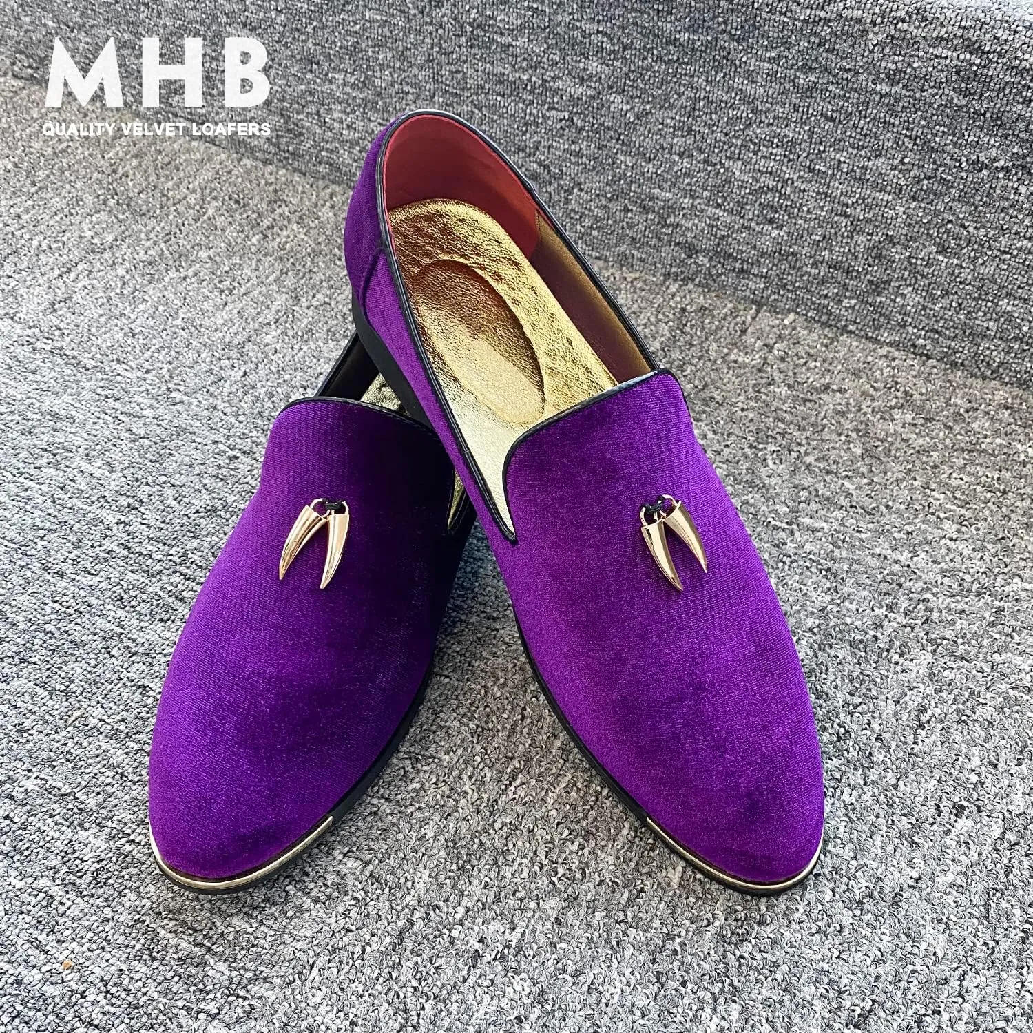 MHB Men's Multiple Colors Velvet Loafer Slip-on Tuxedo Dress Shoes Glitter Suede Smoking Slipper