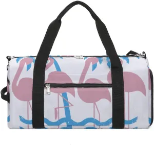 Miami Flamingo And Palm Trees Fitness Large Gym Bag for Unisex with Shoe Compartment & Wet Pocket