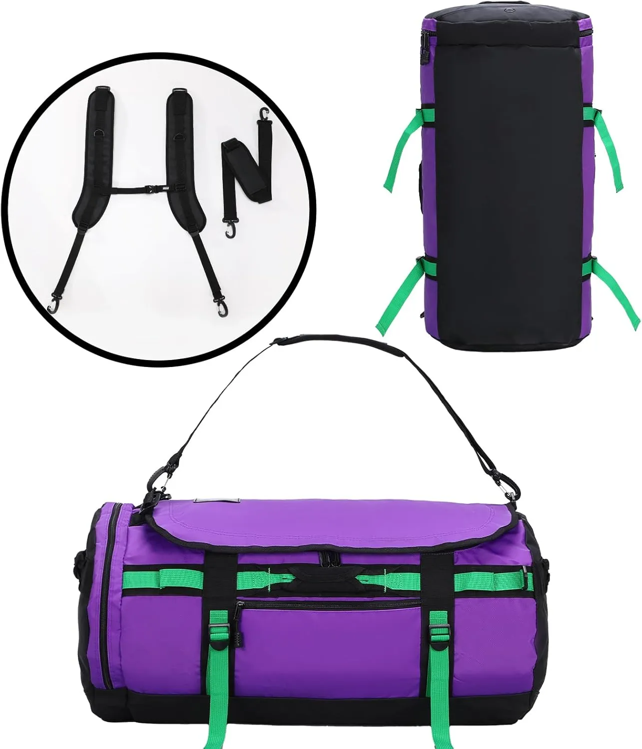 MIER Large Duffel Backpack Sports Gym Bag with Shoe Compartment, Heavy Duty and Water Resistant, Purple, 60L