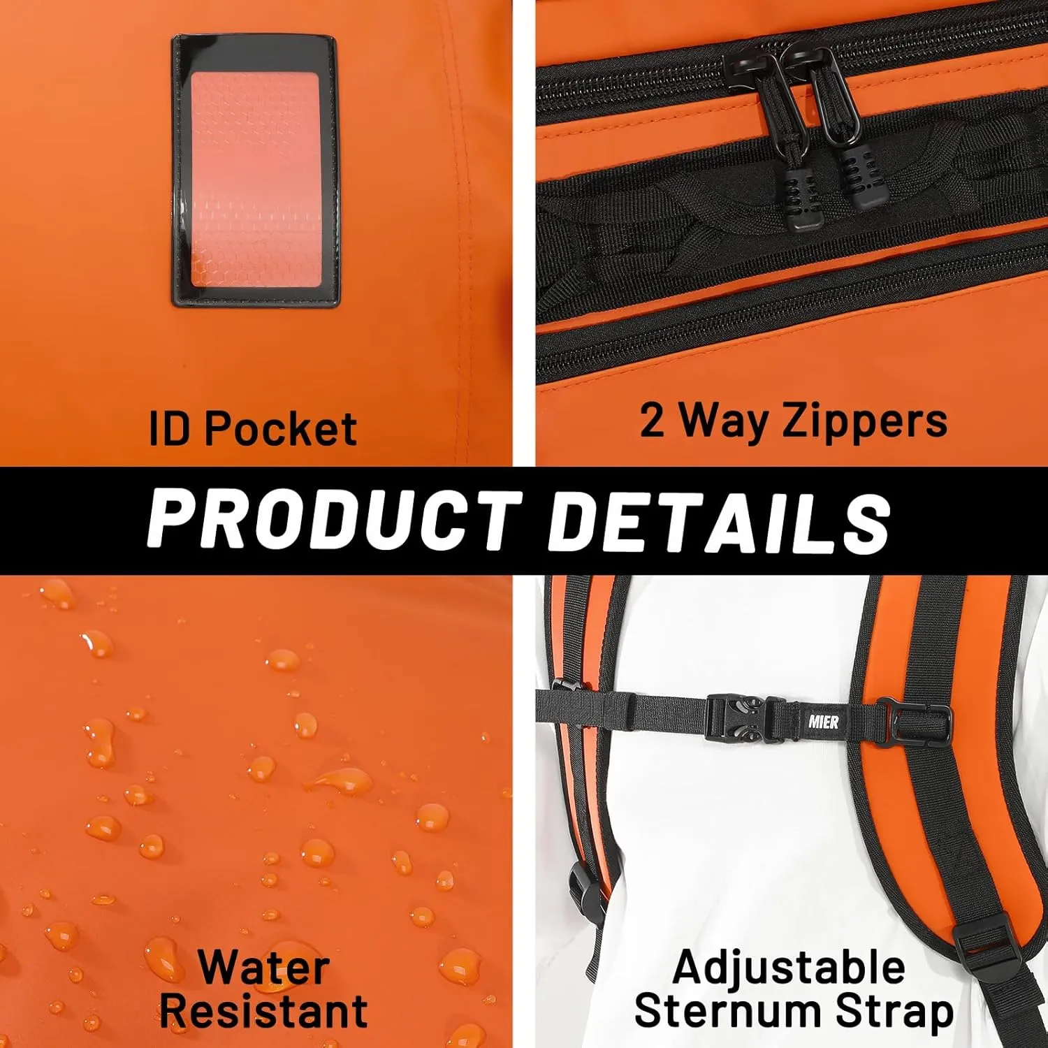 MIER Large Duffle Backpack Sports Gym Bag with Shoe Compartment, Heavy Duty and Water Resistant, Orange, 60L