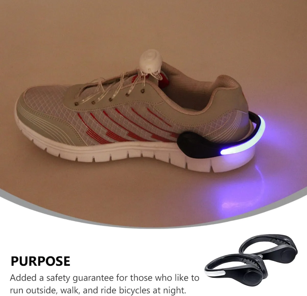 Mikikit Night Running Safety Light Party LED Shoe Lights Reflective Flashing Glow Bright Runner Clips Safety