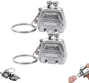 Mini Bag-Shaped Folding Nail Clippers, Foldable Portable Travel Stainless Steel Fingernail Clipper with Keyring (2pcs-Silver)