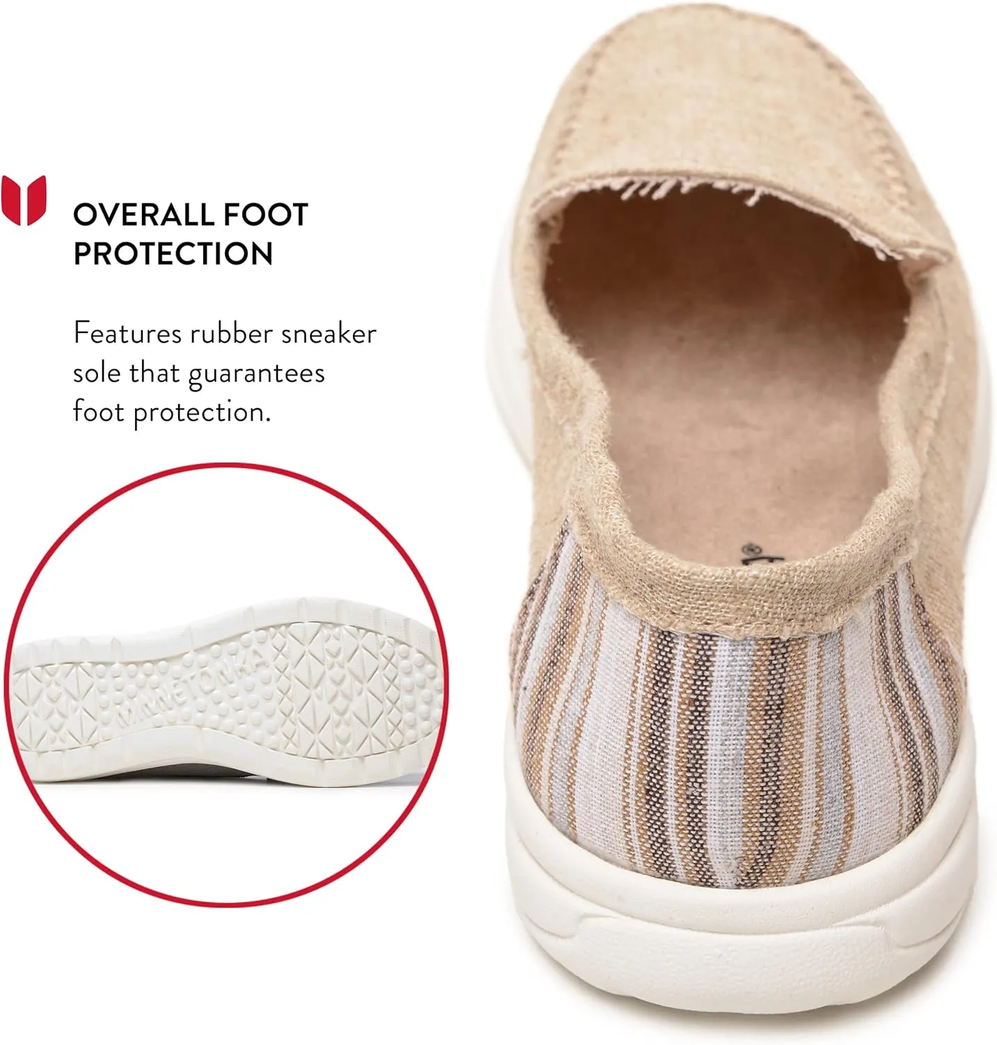 Minnetonka Discover - Women’s Woven Slip-Ons Featuring Fabric Upper, Memory Foam Insole, Easy-to-Wear Design, and EVA Rubber Outsole - Perfect for Everyday Casual Wear