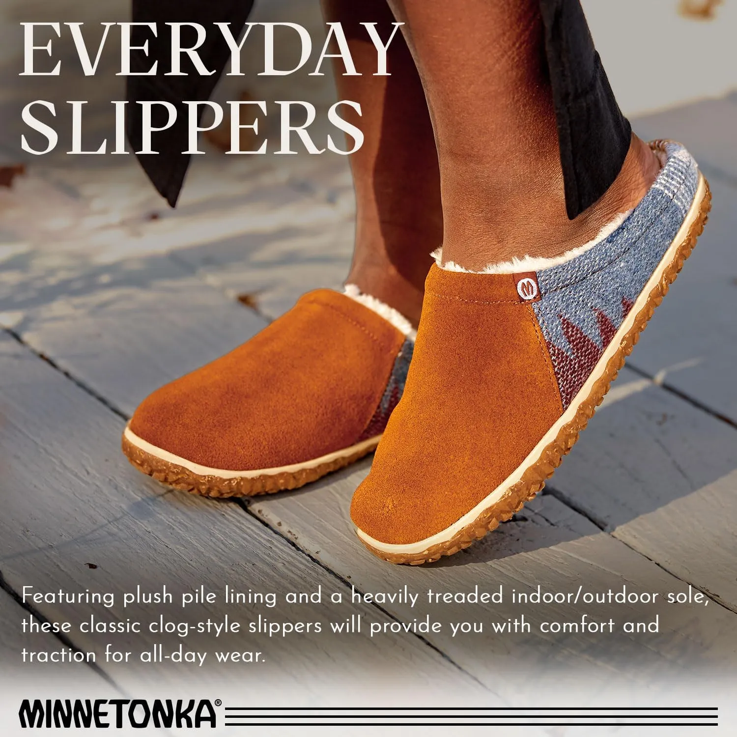Minnetonka Tahoe – Indoor/Outdoor Slippers for Women with Hard Sole Design and Slip On Clog Silhouette