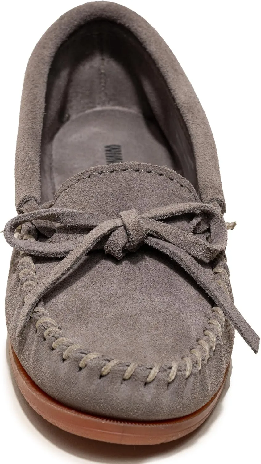 Minnetonka Women’s Tie Slip On —Moccasins for Women, Classic Leather Loafer Silhouette, Cushioned Footbed