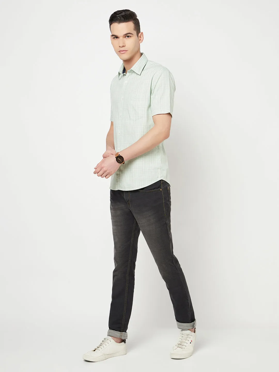 Mint Green Checked Shirt