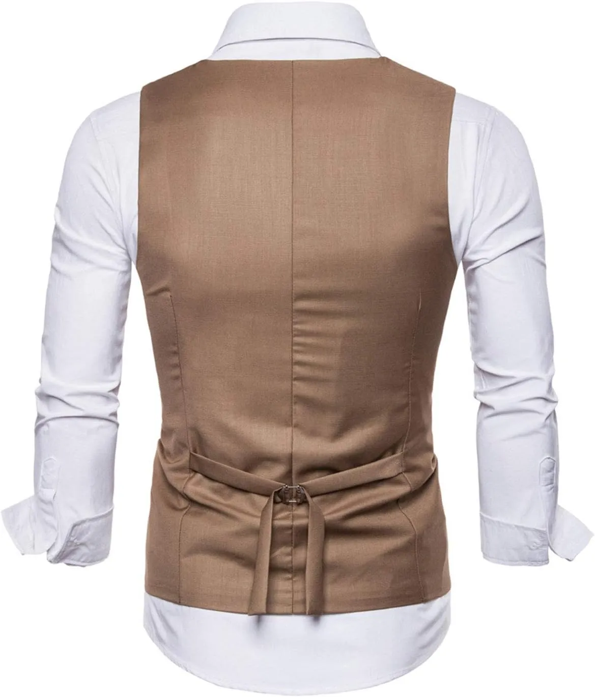 MllesReve Men's Slim Fit Waistcoat U Neck Double Breasted Suit Vest