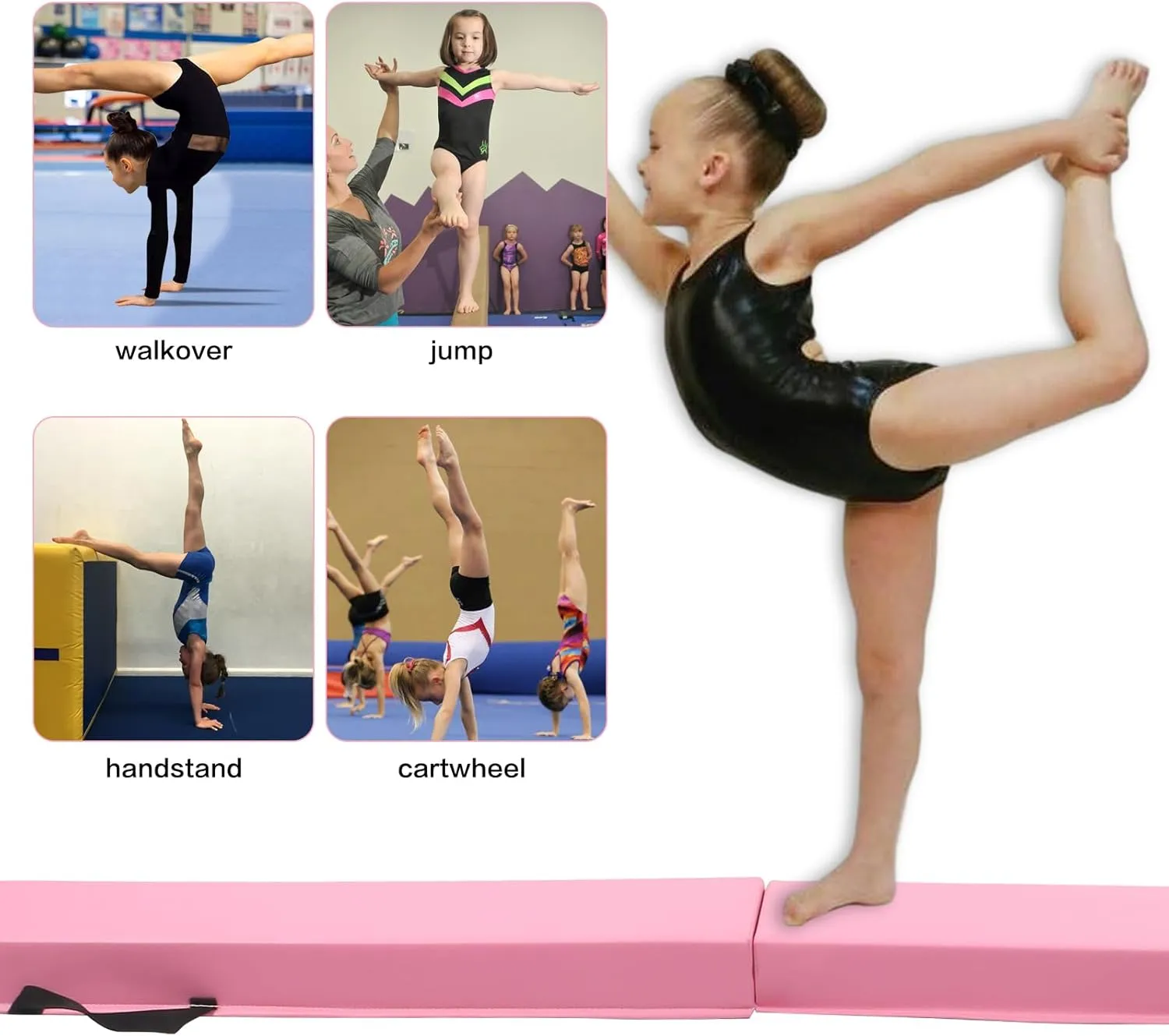 Modern-Depo 6ft/8ft Gymnastics Balance Beam for Home Use, Folding Balance Beam, Anti-Slip Surface, Practice Gymnastics Equipment for Kids, Physical Therapy