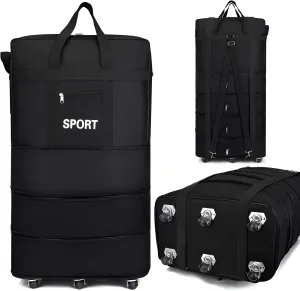 Mokcoliy]【Wheeled Travel Backpack Large Foldable Carry-On Bag with Expandable Storage, Waterproof Organizer for Business Trips & Adventure Holidays
