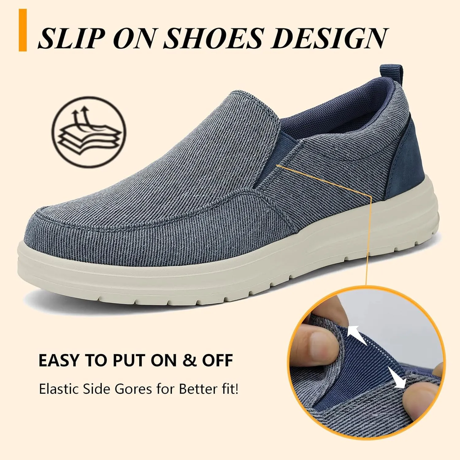 Moodeng Men's Slip on Loafers Lightweight Causal Shoes Comfortable Boat Shoes Outdoor Driving Shoes