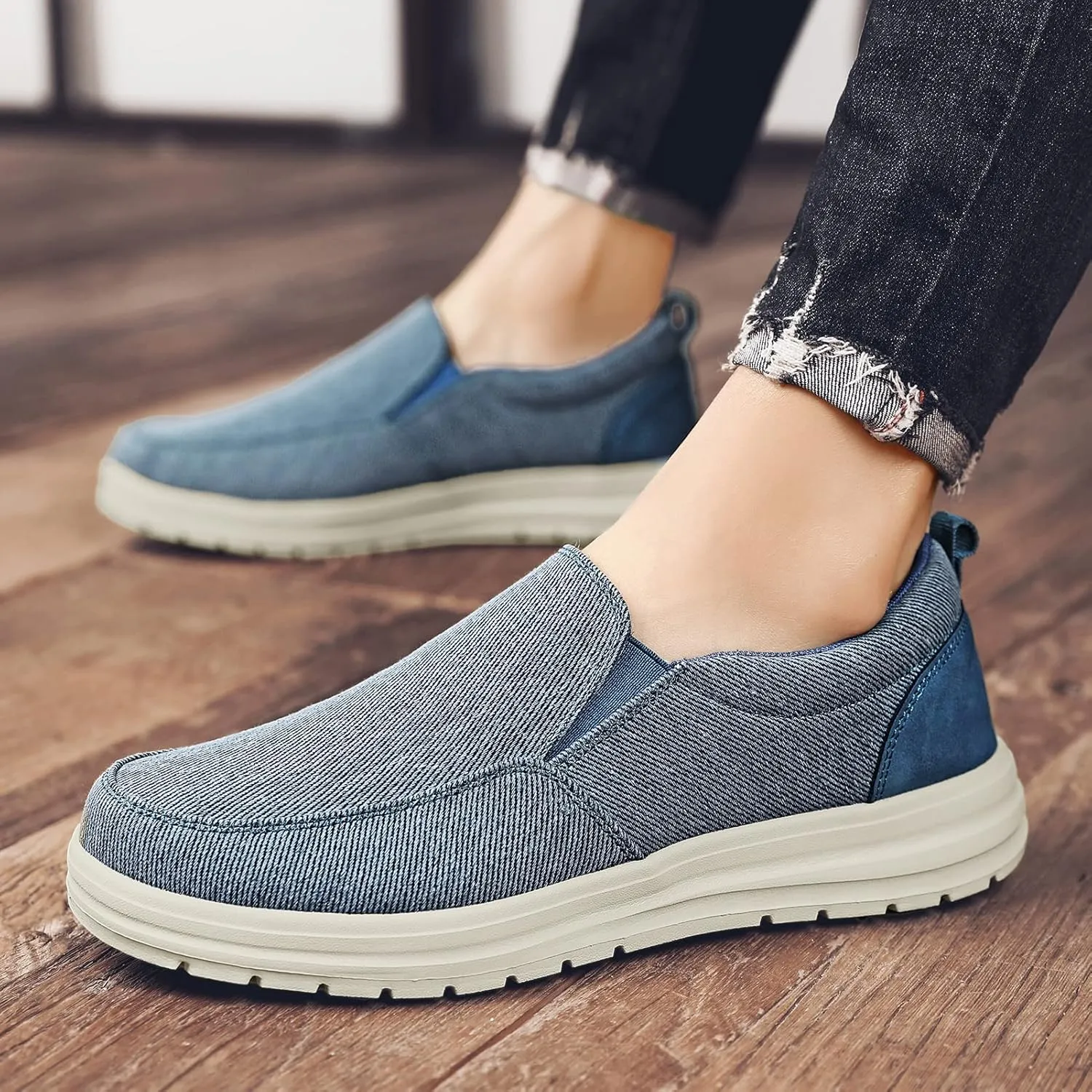 Moodeng Men's Slip on Loafers Lightweight Causal Shoes Comfortable Boat Shoes Outdoor Driving Shoes