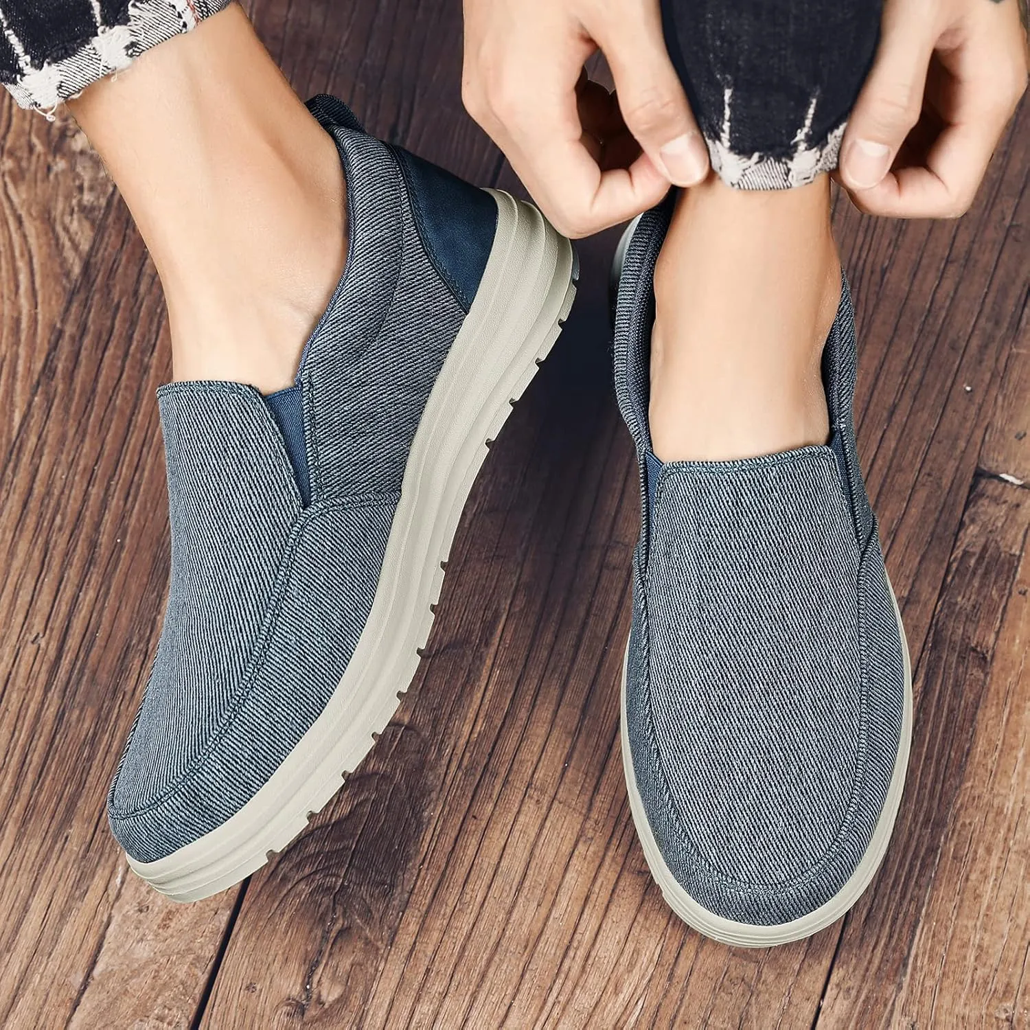 Moodeng Men's Slip on Loafers Lightweight Causal Shoes Comfortable Boat Shoes Outdoor Driving Shoes