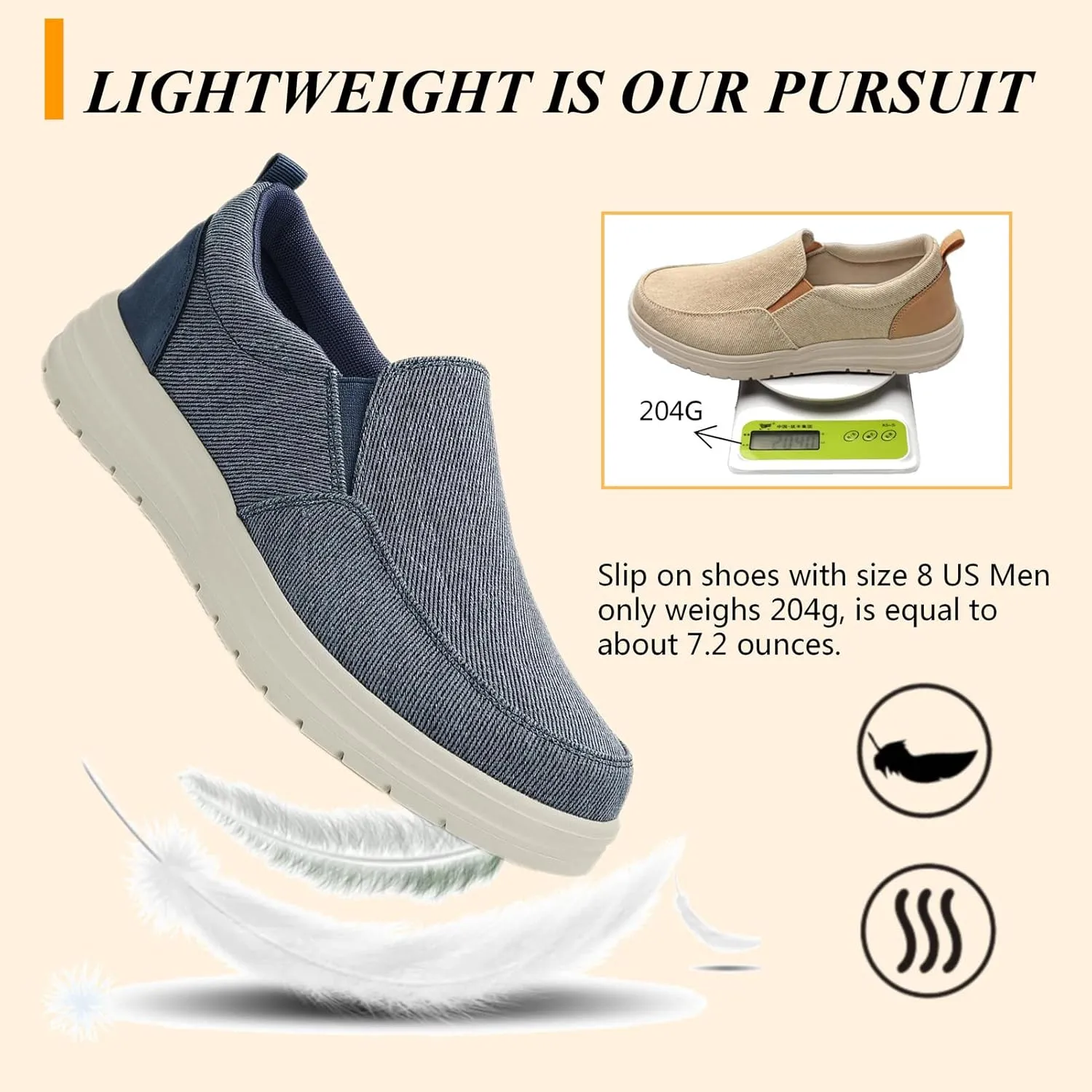 Moodeng Men's Slip on Loafers Lightweight Causal Shoes Comfortable Boat Shoes Outdoor Driving Shoes