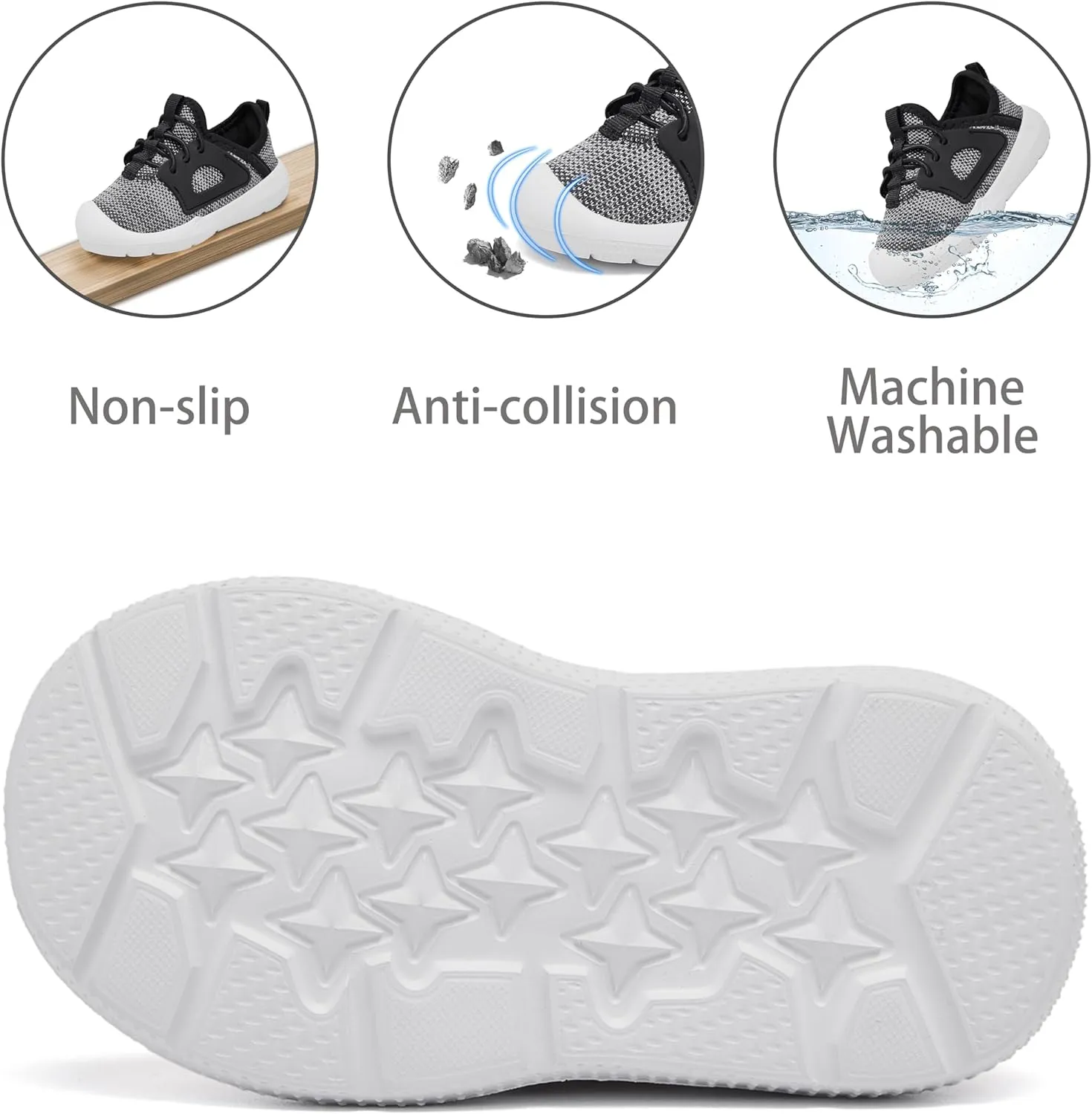 MORENDL Toddler Sneakers Infant Baby Walking Shoes Girl Boy Tennis Lightweight Slip On Shoes