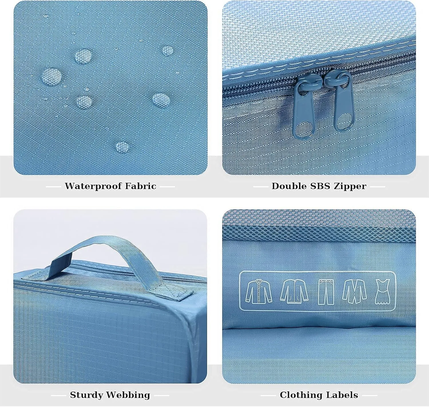 Mossio 6 Set Packing Cubes with Shoe Bag - Lightweight Travel Luggage Suitcase Organizers