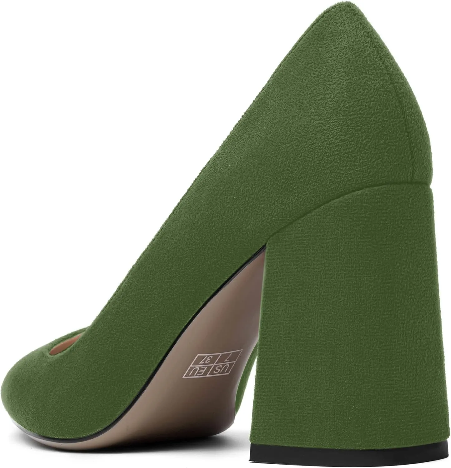 MOVINSTEPS Womens Dating Slip On Dress Pointed Toe Suede Block High Heel Pumps Shoes 3.3 Inch