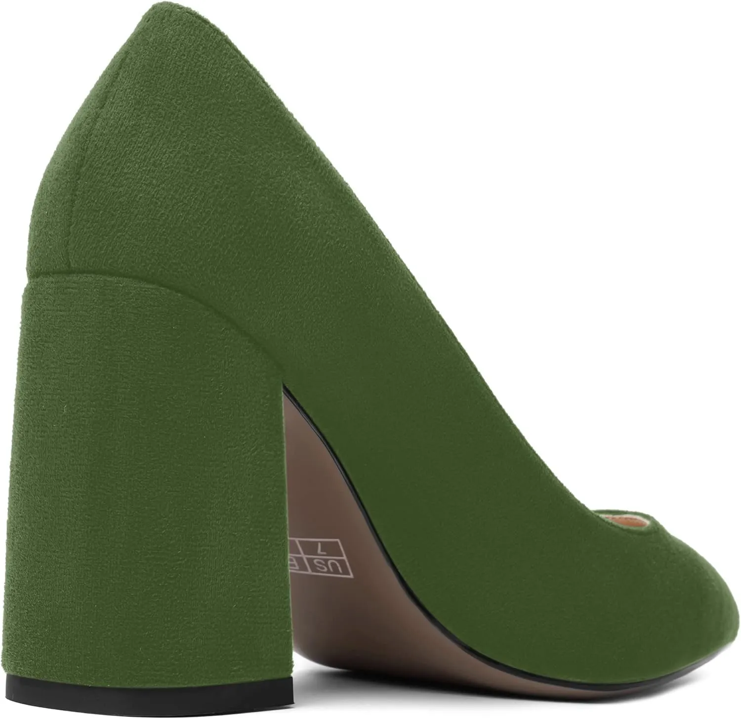 MOVINSTEPS Womens Dating Slip On Dress Pointed Toe Suede Block High Heel Pumps Shoes 3.3 Inch