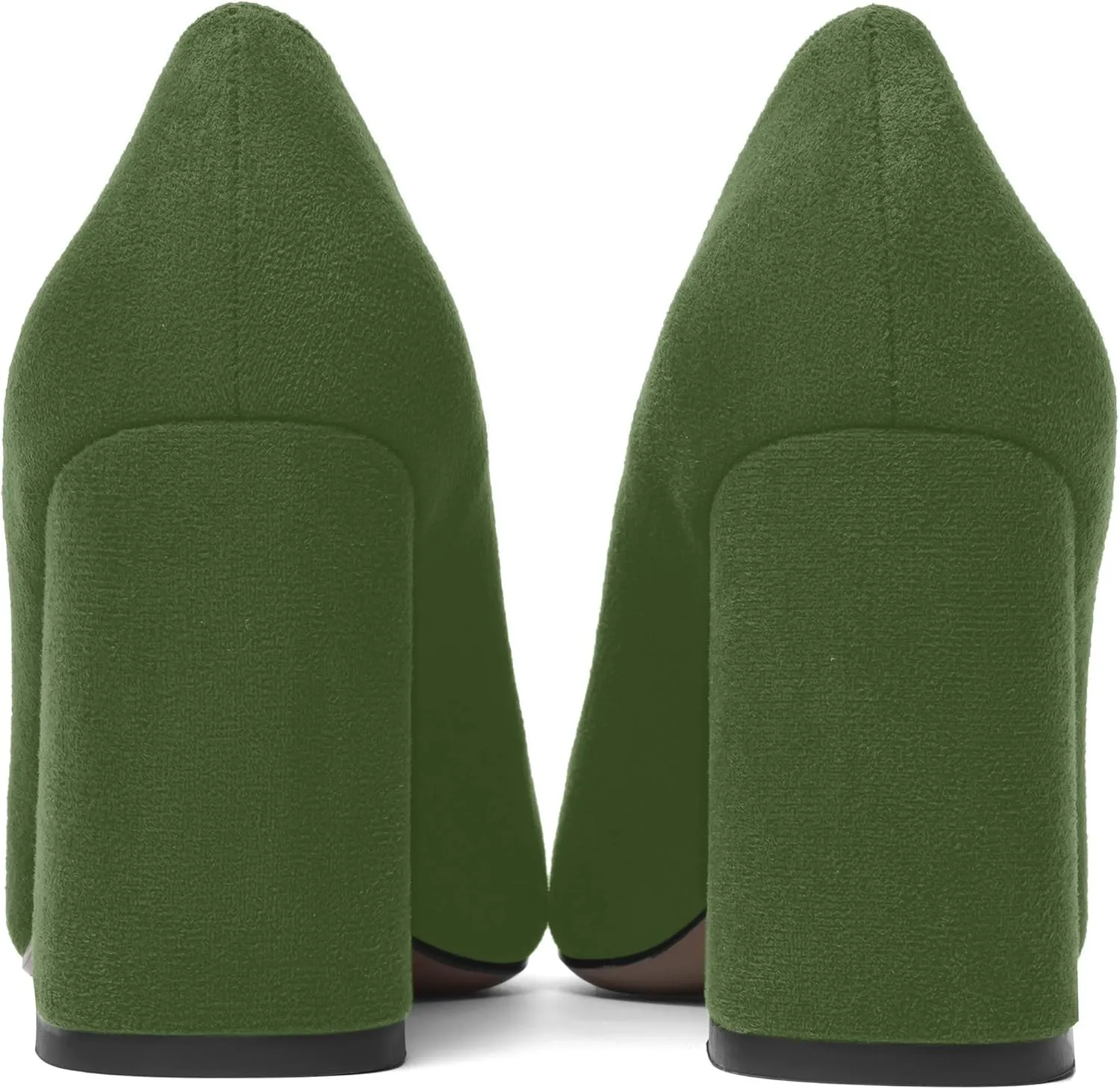 MOVINSTEPS Womens Dating Slip On Dress Pointed Toe Suede Block High Heel Pumps Shoes 3.3 Inch