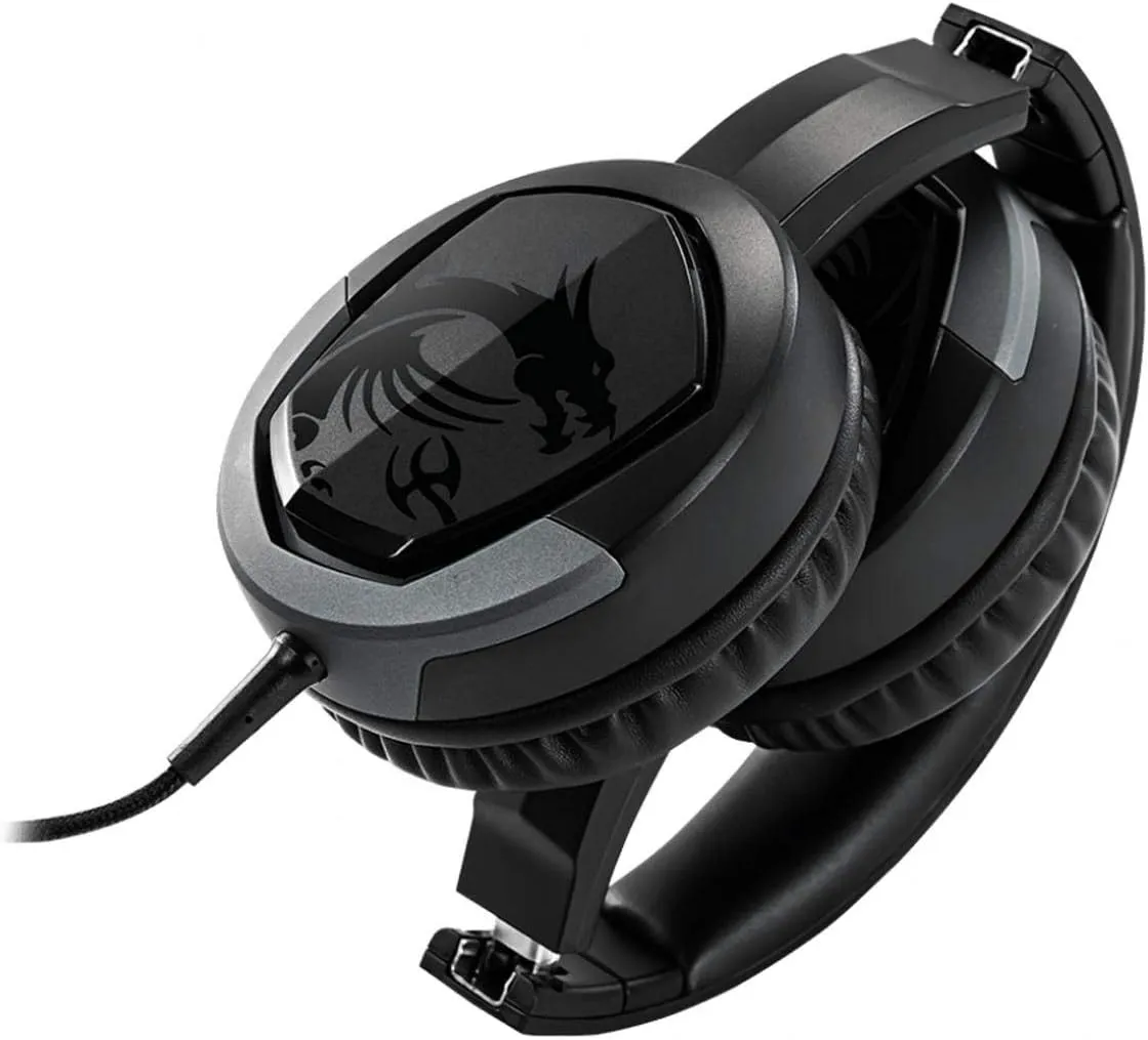 MSI Gaming Detachable Microphone Lightweight and Foldable Headband Design Gaming Headphone (Immerse GH30 V2), Black, Large