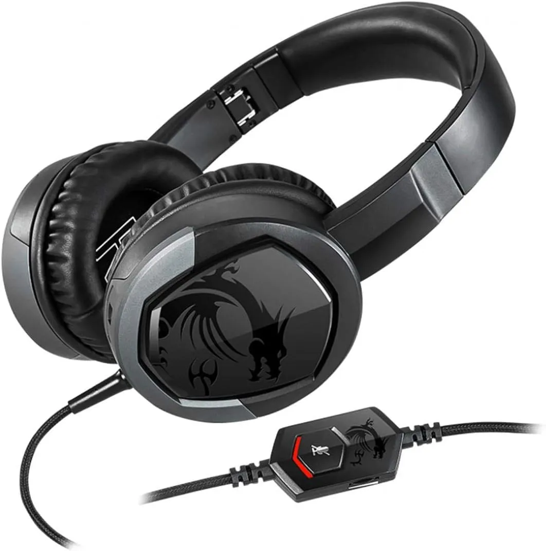 MSI Gaming Detachable Microphone Lightweight and Foldable Headband Design Gaming Headphone (Immerse GH30 V2), Black, Large