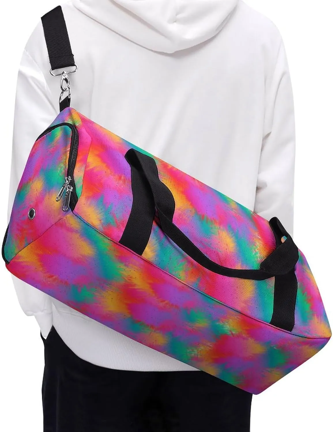 Multi-color Splatted Cloud Fitness Large Gym Bag for Unisex with Shoe Compartment & Wet Pocket