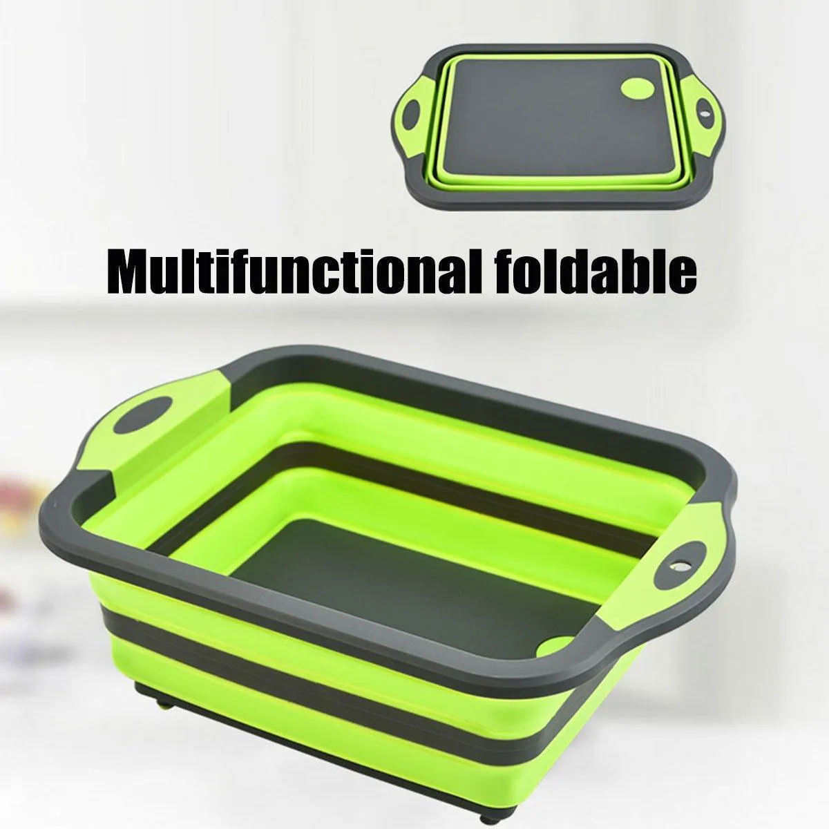Multifunctional Plastic Sink Cutting Board Foldable Draining Basket Outdoor Dish