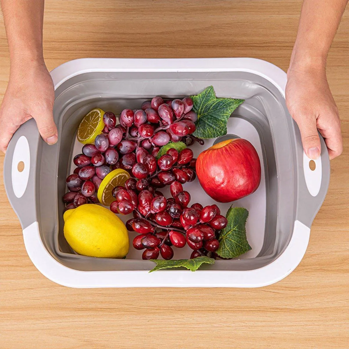 Multifunctional Plastic Sink Cutting Board Foldable Draining Basket Outdoor Dish