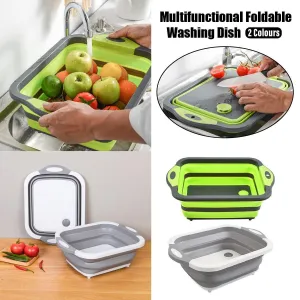 Multifunctional Plastic Sink Cutting Board Foldable Draining Basket Outdoor Dish
