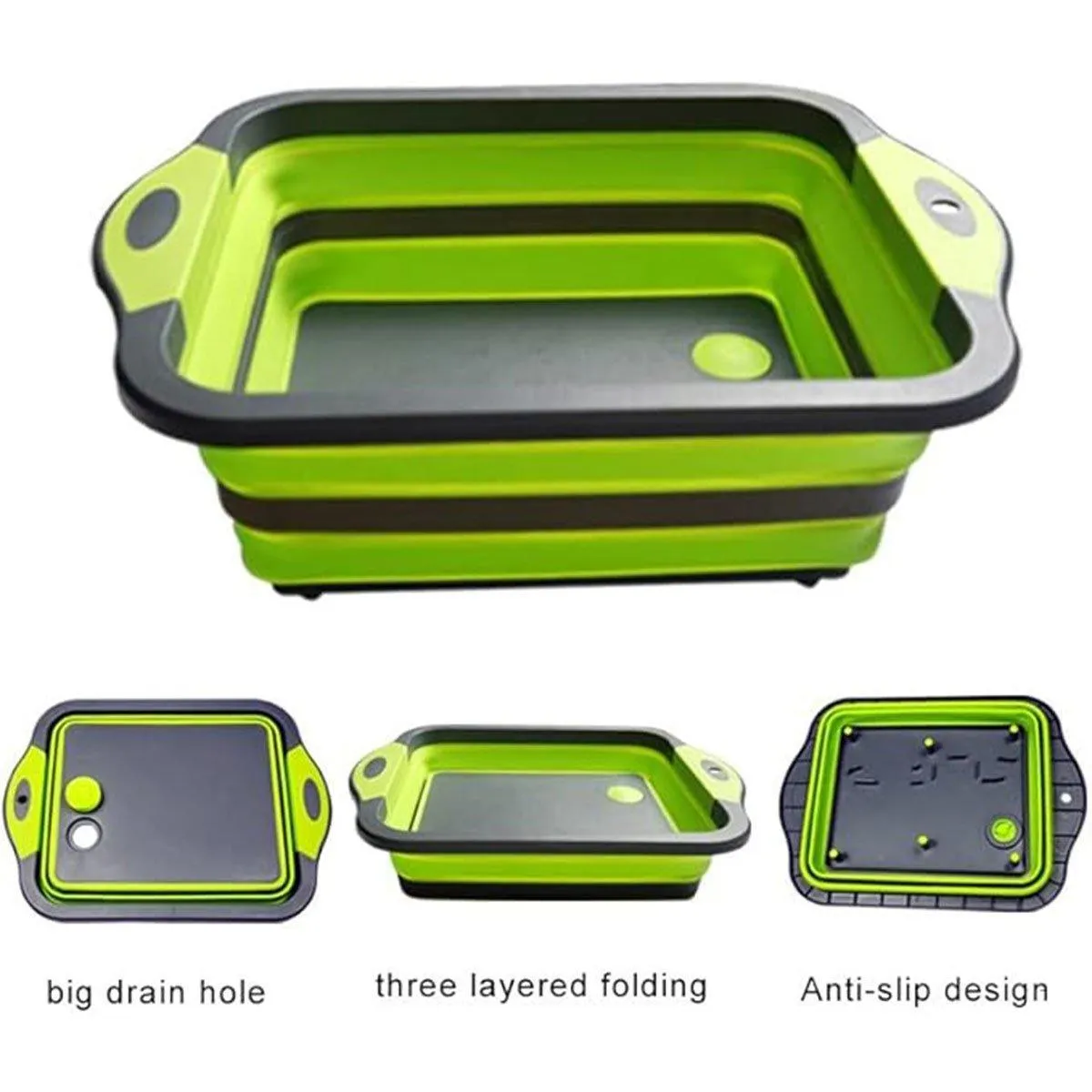 Multifunctional Plastic Sink Cutting Board Foldable Draining Basket Outdoor Dish